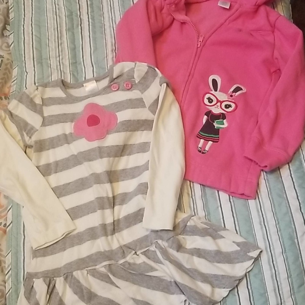 ☄Gymboree smart bunny faux hoody jacket/dress set